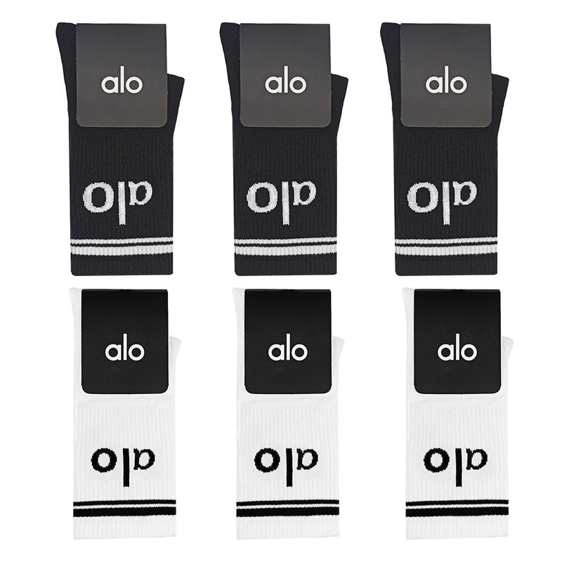 جوراب ورزشی ساق بلند زنانه الو مدل کش انگلیسی کد 1678 بسته 6 عددی
