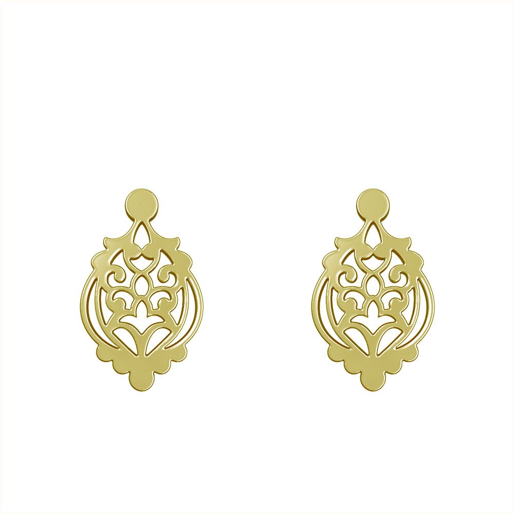 گوشواره طلا 18 عیار زنانه مدوپد مدل هندسی کد GA1-15138