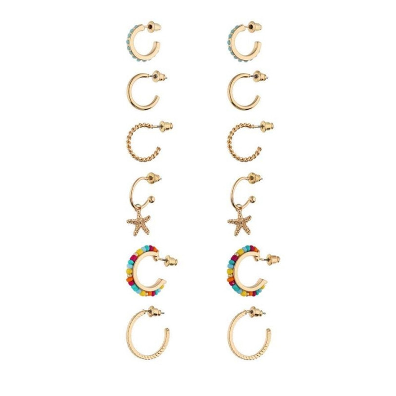گوشواره زنانه اکسسورایز مدل حلقه ای کد B4 مجموعه 6 عددی