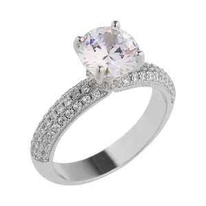 انگشتر نقره زنانه سواروسکی مدل سولیتر خاص جواهر کد 16604