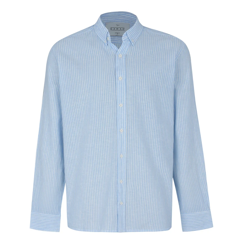 پیراهن آستین بلند یقه برگردان مردانه سارک مدل 1384385