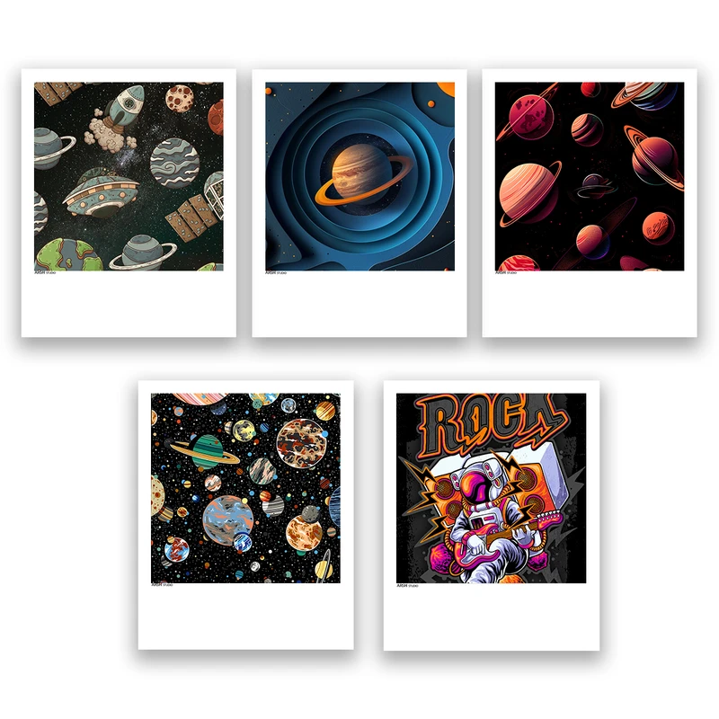 آویز تزیینی عرش مدل فانتزی فضا و کهکشان کد Asa1208 مجموعه پنج عددی