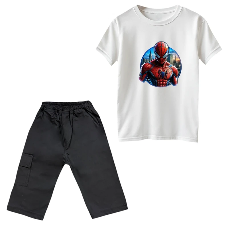ست تی‌شرت و شلوارک پسرانه مدل اسپایدرمن کد 01