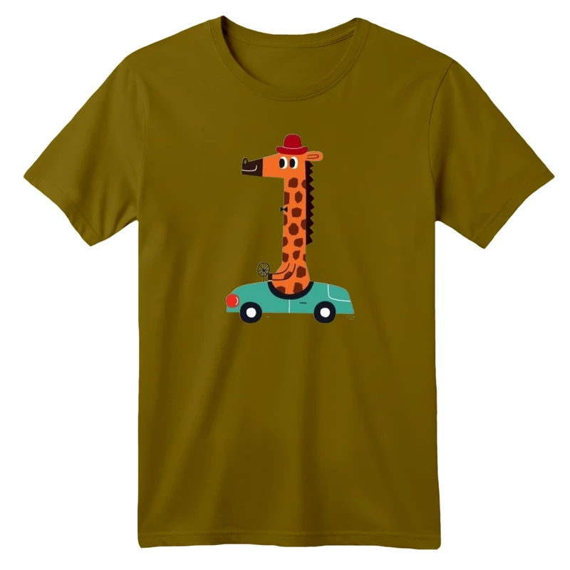 تی شرت آستین کوتاه بچگانه مدل آقای زرافه