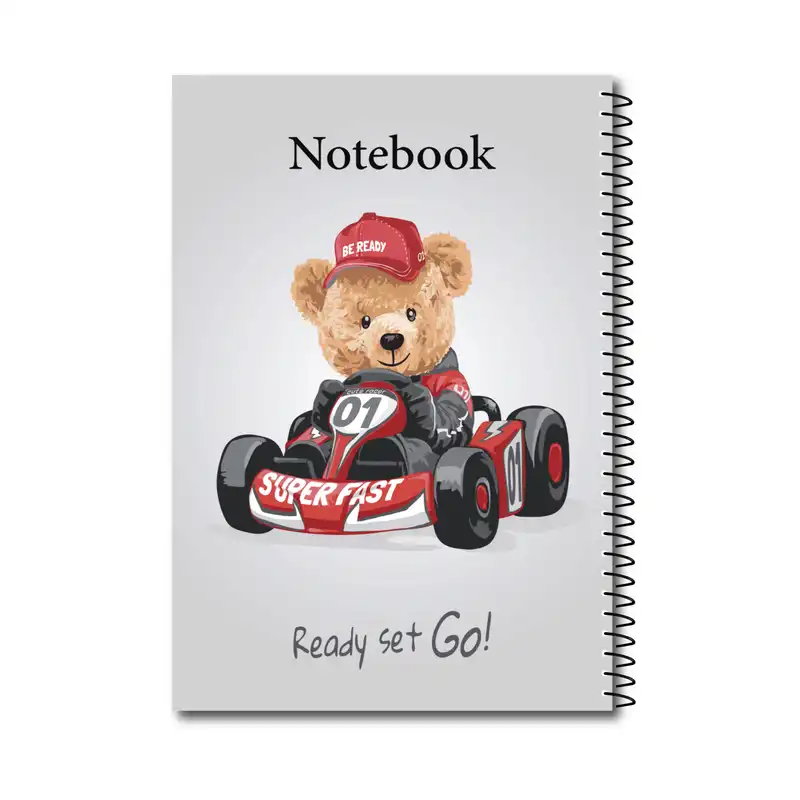 دفتر مشق 60 برگ ویکدی مدل خرس تدی و ماشین مسابقه ای