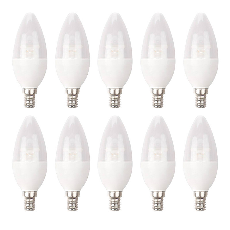 لامپ ال ای دی 6 وات لامپ نور مدل شمعی شفاف پایه E14 بسته 10 عددی