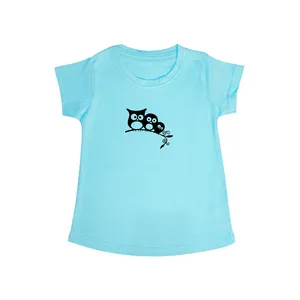 تی شرت آستین کوتاه دخترانه مدل سه جوجه جغد کد B.Blk