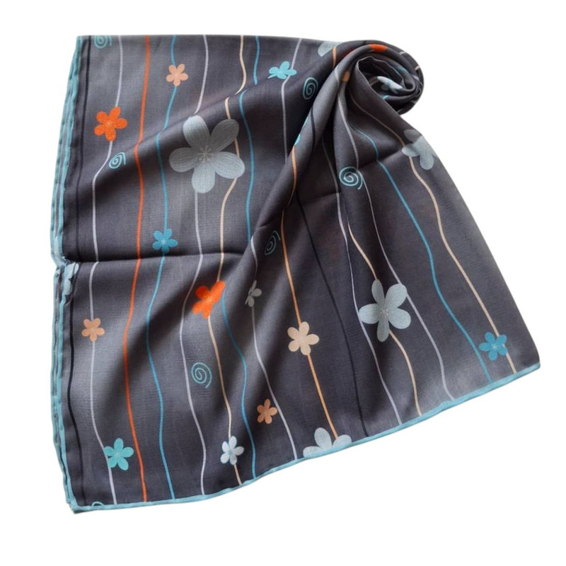 روسری دخترانه مدل نخی گل دور دست دوز