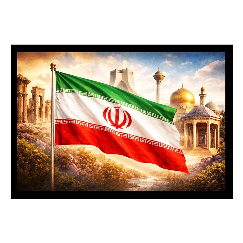 تابلو بکلیت طرح پرچم ایران مدل B-S10561 فریم مشکی