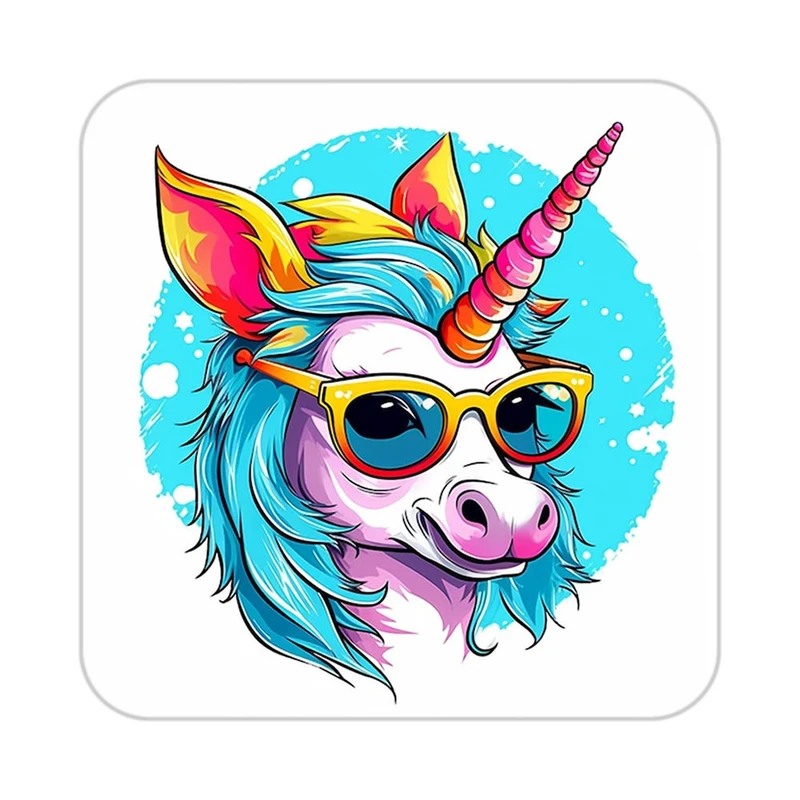 زیر لیوانی کاکتی طرح اسب تک شاخ و یونیکورن مدل mp30106