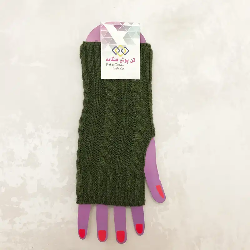دستکش بافتنی زنانه تن پوش هنگامه مدل بافت کد GRR
