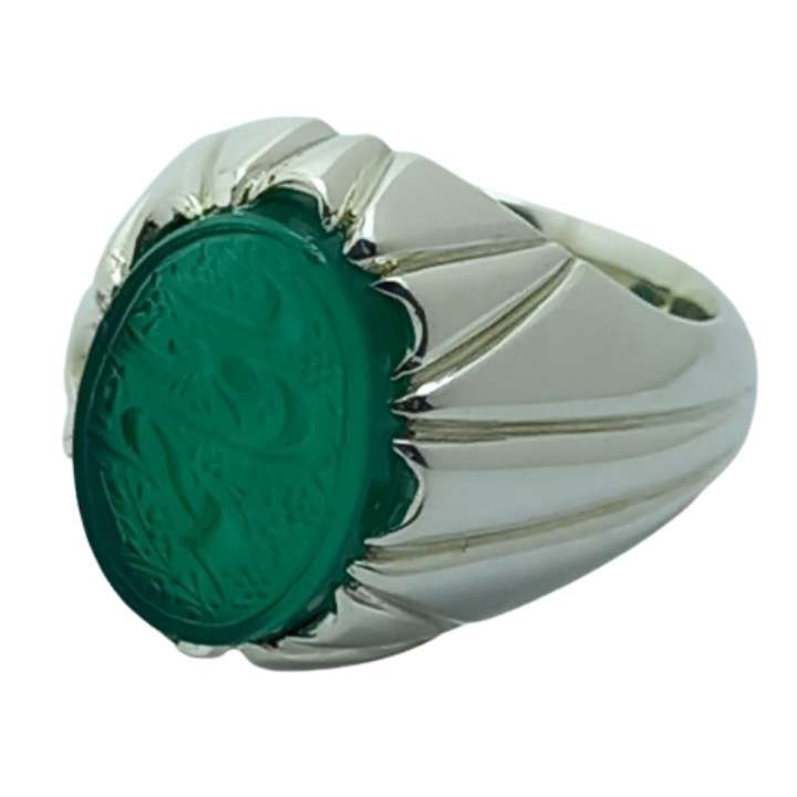 انگشتر نقره مردانه مدل عقیق خطی