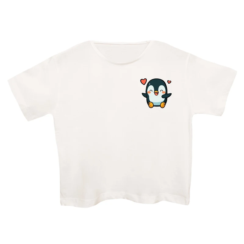 کراپ‌تی شرت آستین کوتاه زنانه مدل پنگوئن کد 2