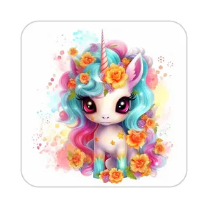 زیر لیوانی کاکتی طرح اسب تک شاخ و یونیکورن مدل mp31465