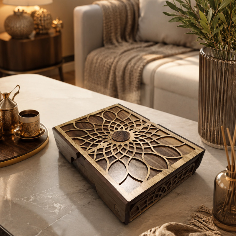 جعبه پذیرایی مدل چوبی شمسه