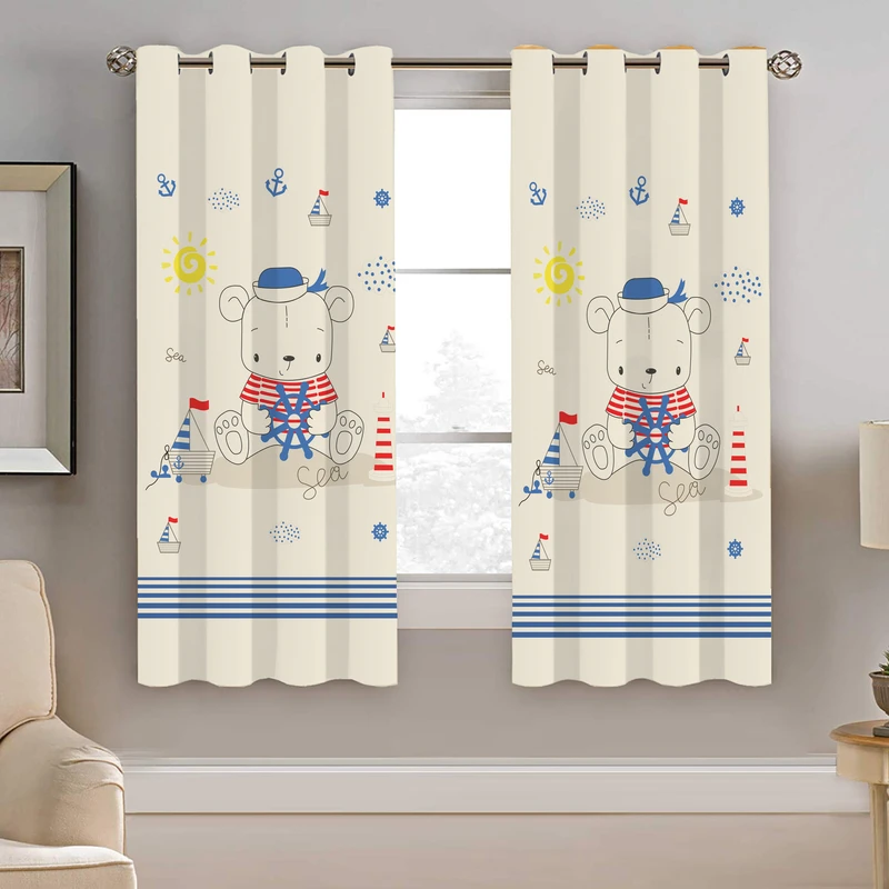 پرده نیروانا طرح خرسی کودک مدل مخمل کد 8024 سایز 140×200 سانتی متر