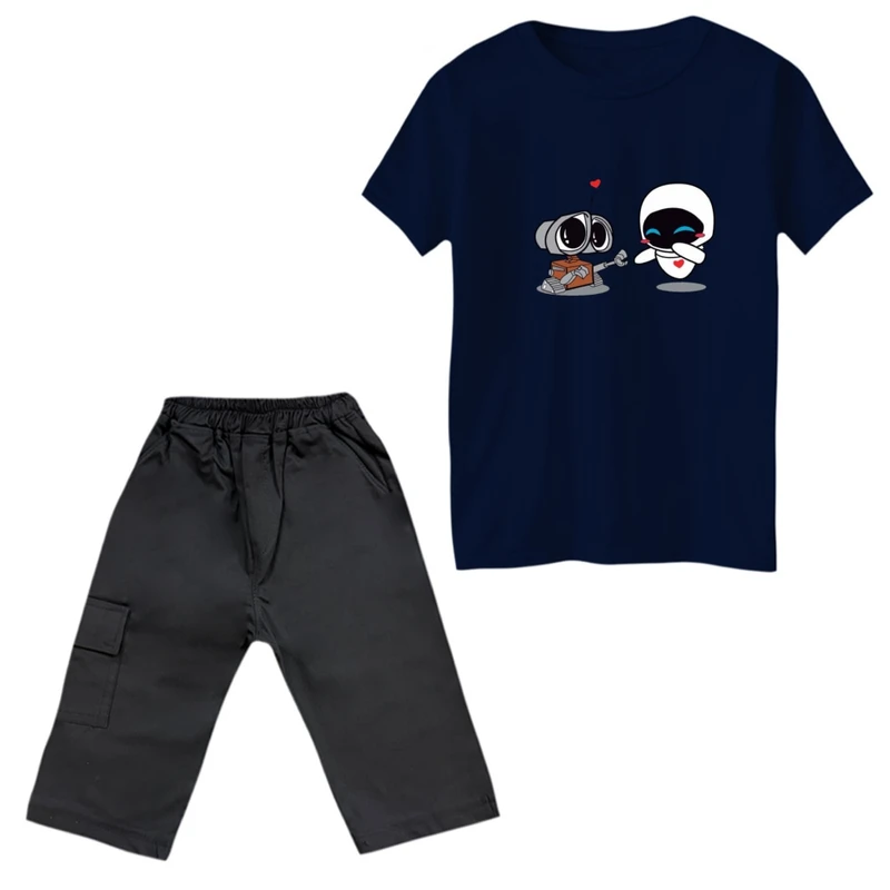 ست تی‌شرت و شلوارک پسرانه مدل رباتیک