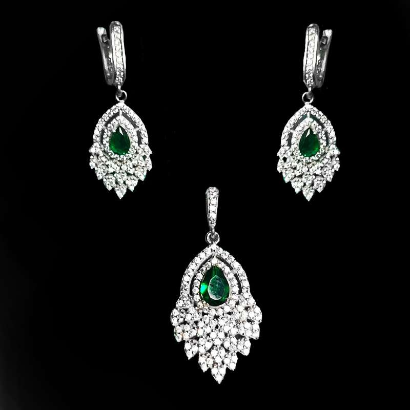 نیم ست نقره زنانه مدل جواهری NS9032