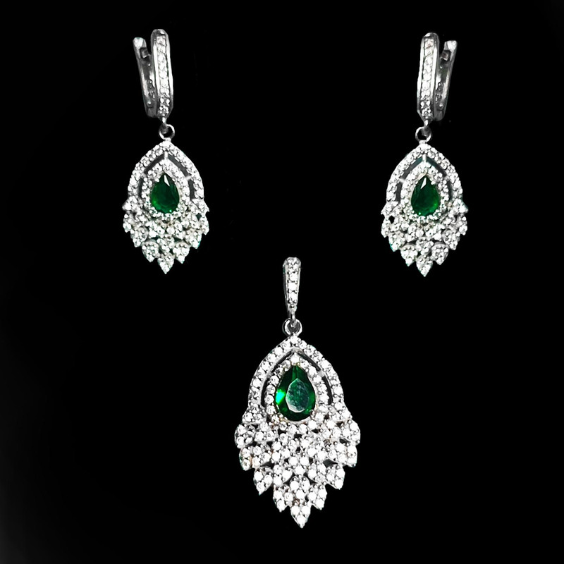 نیم ست نقره زنانه مدل جواهری NS9032