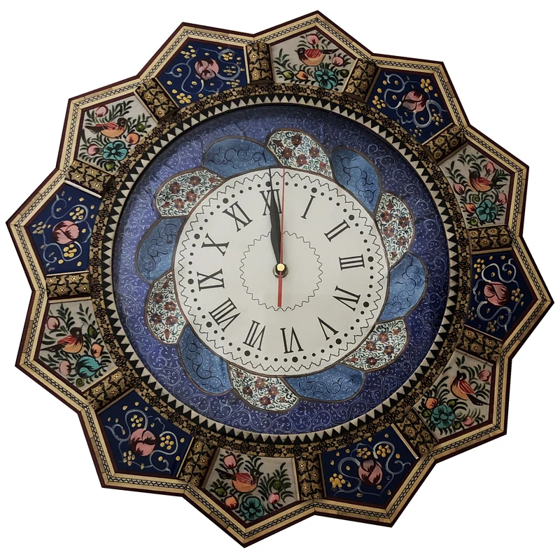 ساعت میناکاری مسی طرح گل و مرغ کد R30-gm2