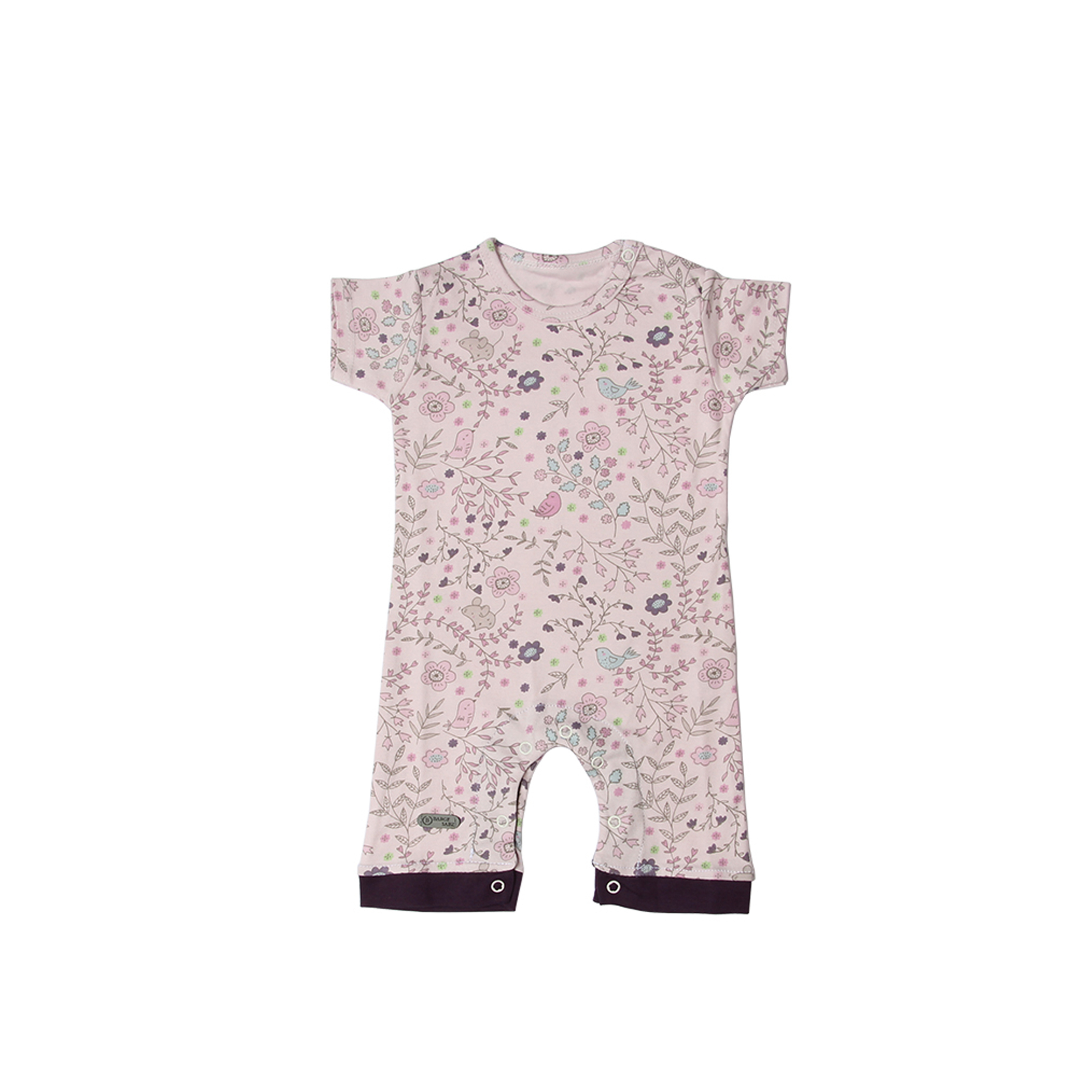 سرهمی نوزادی برگ سبز مدل پرنده و گل