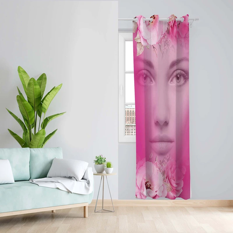 پرده طرح دختر مدل مخمل پانچی کد 5488 z سایز 140x200 سانتی متر