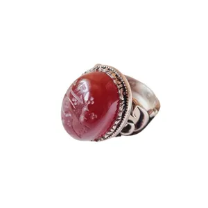 انگشتر نقره مردانه مدل عقیق خراسان حسبی الله کد 25