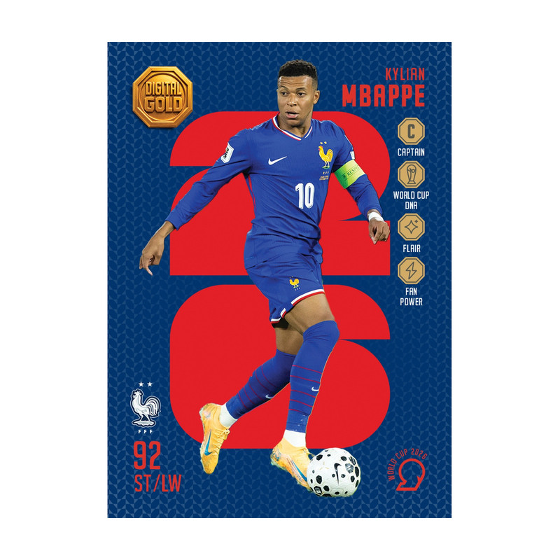 شمش طلای دیجیتال 18 عیار سوت مدل امباپه MBAPPE طرح کارت فوتبالی جام جهانی 2026 کد SO10081026