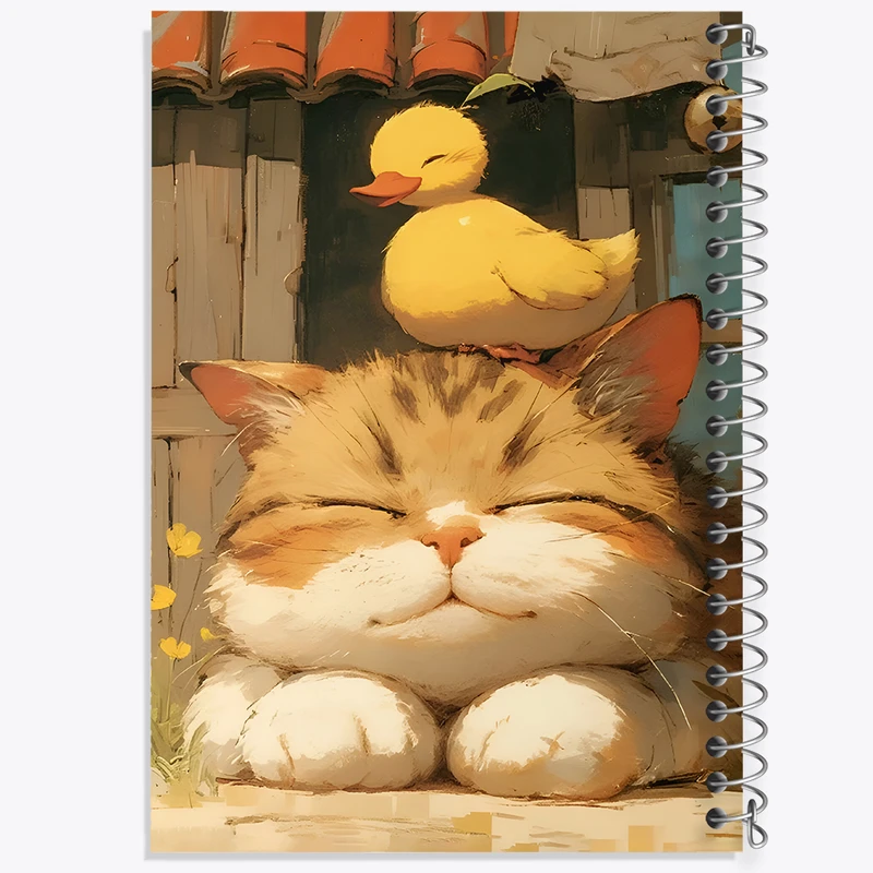 دفتر مشق 100 برگ خندالو طرح گربه و اردک کد N4525
