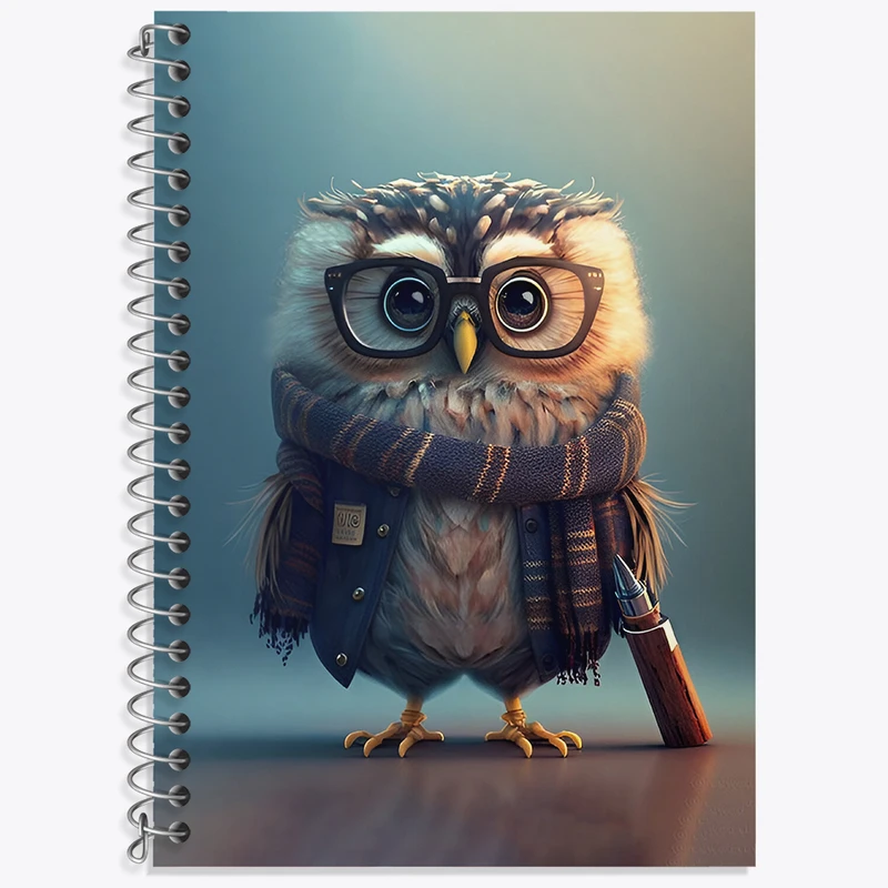 دفتر زبان 50 برگ خندالو مدل دو خط طرح جغد بامزه کد N2512