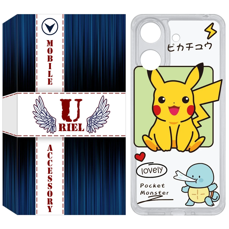 کاور یوریل مدل Clear کد 28 طرح پوکمون مناسب برای گوشی موبایل شیائومی Redmi 13C / Poco C65