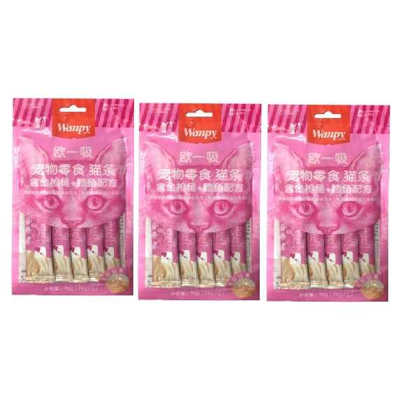 بستنی گربه ونپی مدل صورتی ماهی تن و کاد وزن 70 گرم بسته 3 عددی