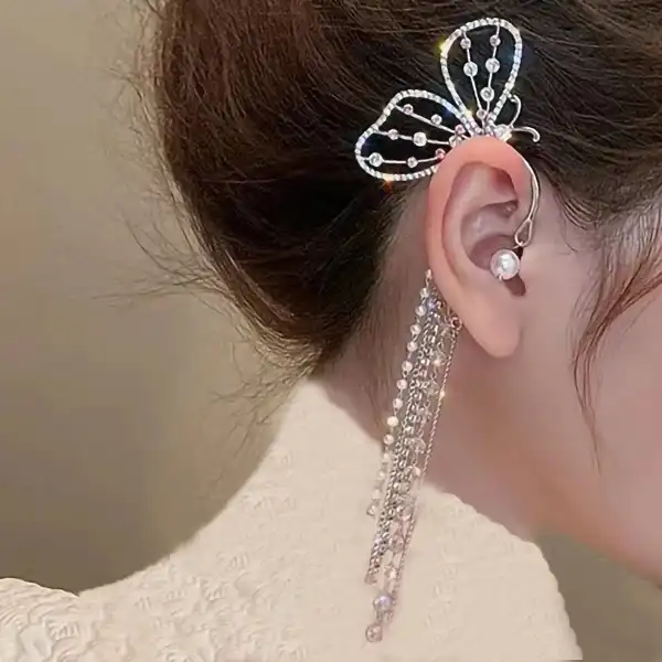 گوشواره زنانه مدل تکی آویز دار طرح پروانه کد 102028