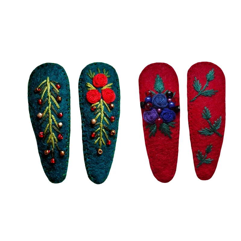 گیره مو زنانه مدل جواهردوزی و گلدوزی شده بسته 4 عددی