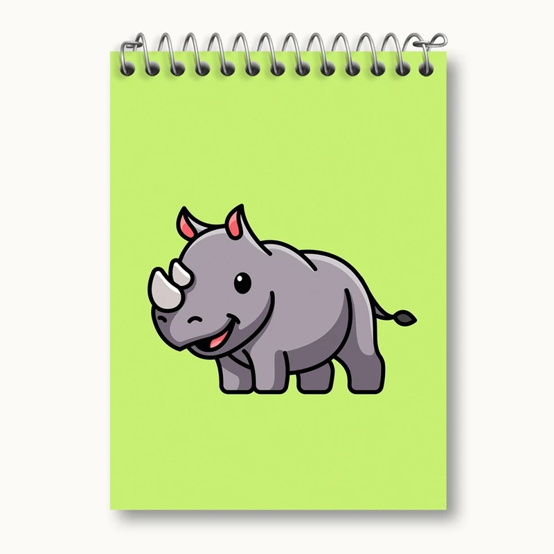 دفتر یادداشت 50 برگ خندالو مدل حیوانات بامزه کرگدن کد 28176