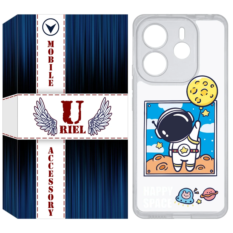 کاور یوریل مدل Clear کد 7 طرح فضانورد مناسب برای گوشی موبایل شیائومی Redmi Note 14 4G