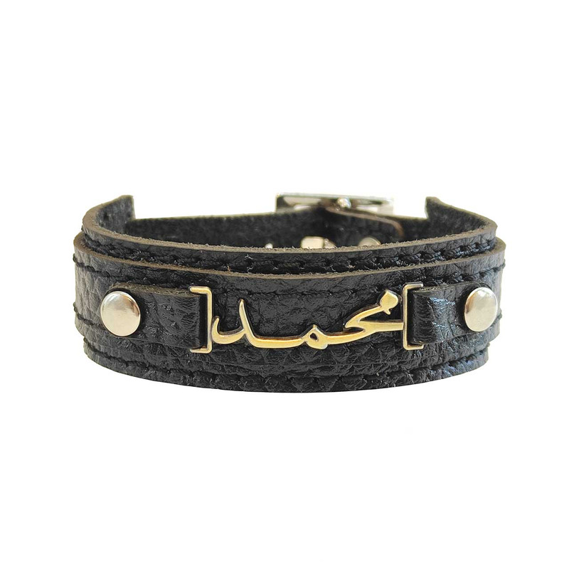 دستبند کارگاه چرم مدل اسم محمد