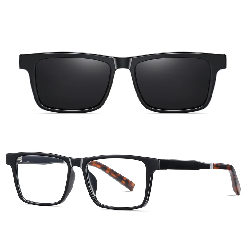 فریم عینک طبی مستطیلی آلبرت وگ مدل CG7703C01P97 Polarized Double Switch مناسب برای انواع صورت به همراه کاور آفتابی