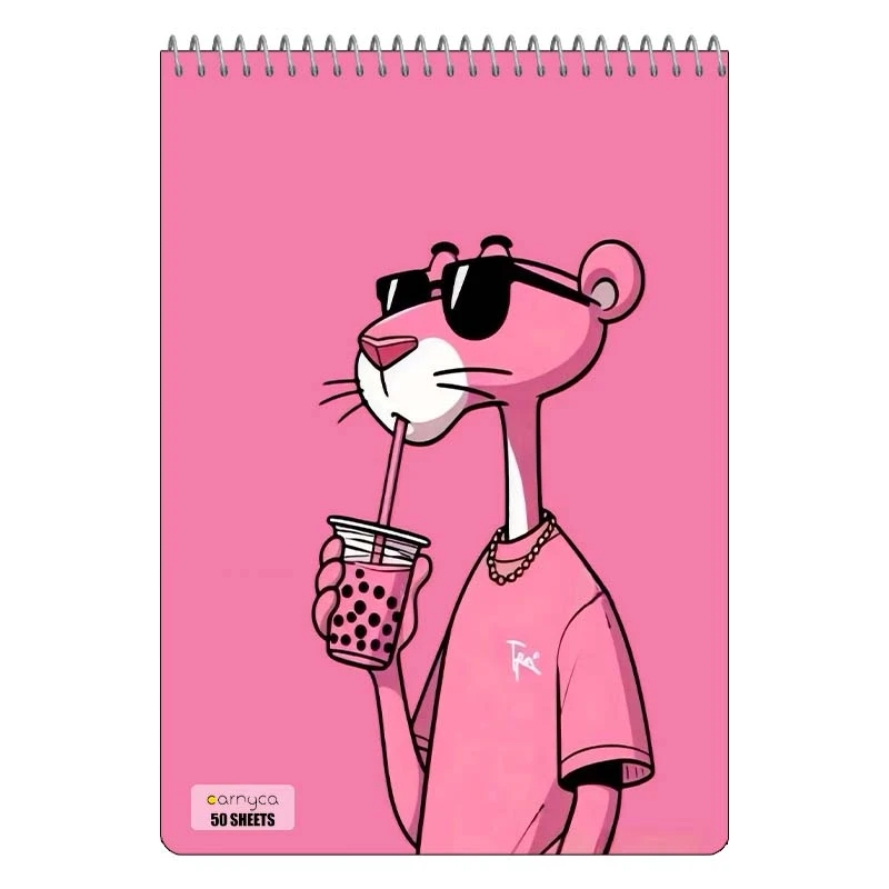 دفتر نقاشی 50 برگ سیمی کارنیکا طرح پلنگ صورتی pink panther کد 63620