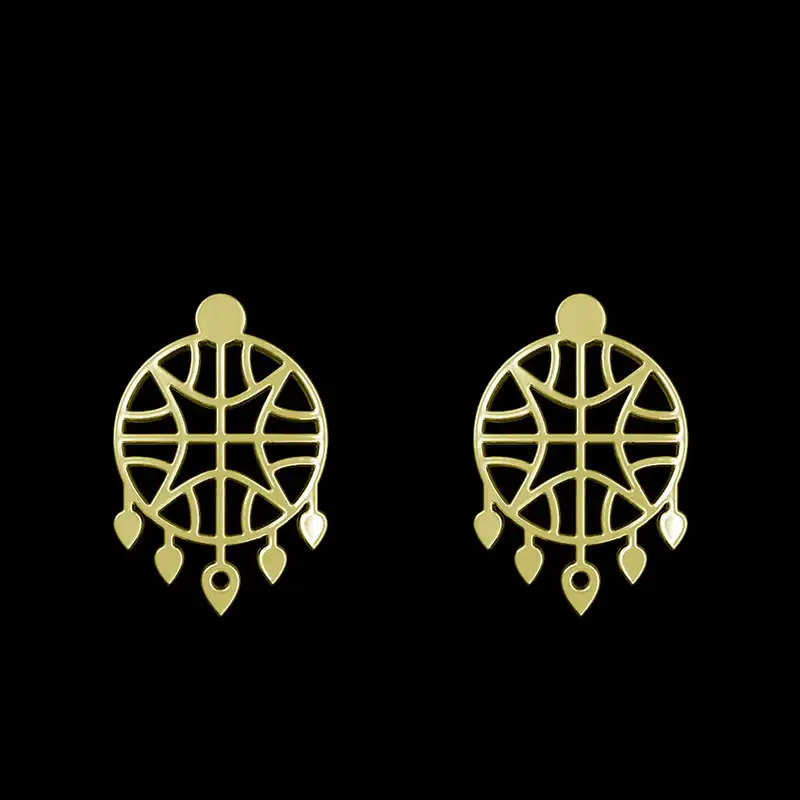 گوشواره طلا 18 عیار زنانه مدوپد مدل هندسی کد GA1-15002