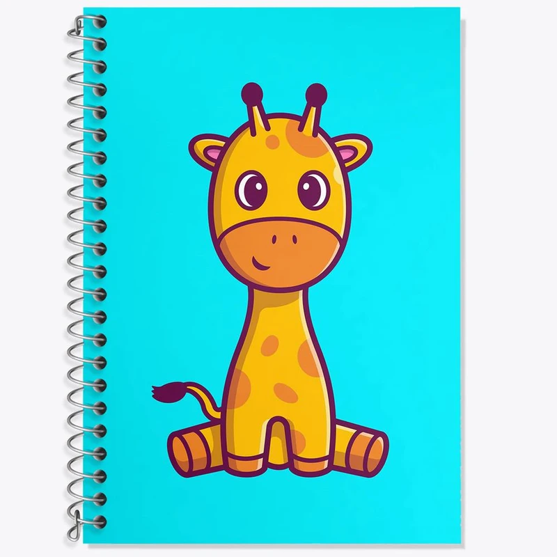 دفتر زبان 50 برگ خندالو مدل سه خط طرح حیوانات بامزه زرافه کد 25419