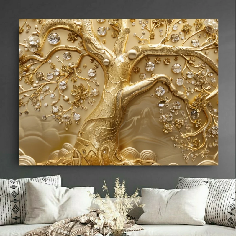 پوستر مدل پوستر طرح درخت شکوفه ایی مدل طلایی کد GR750