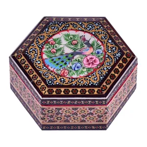 جعبه جواهرات خاتم کاری طرح طاووس کد 1212