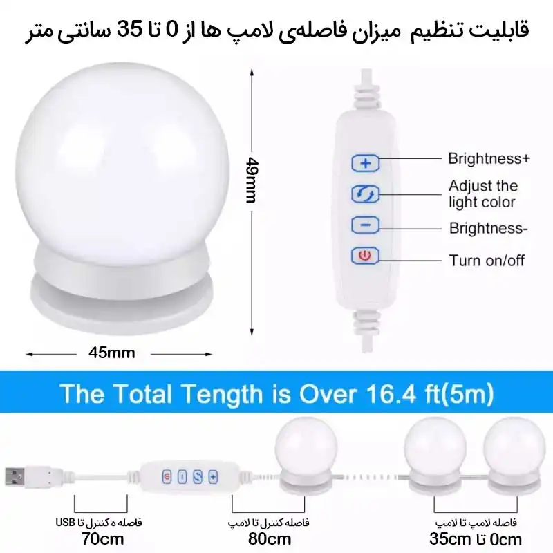 ریسه ال ای دی مدل هالیوودی طول 5 متر