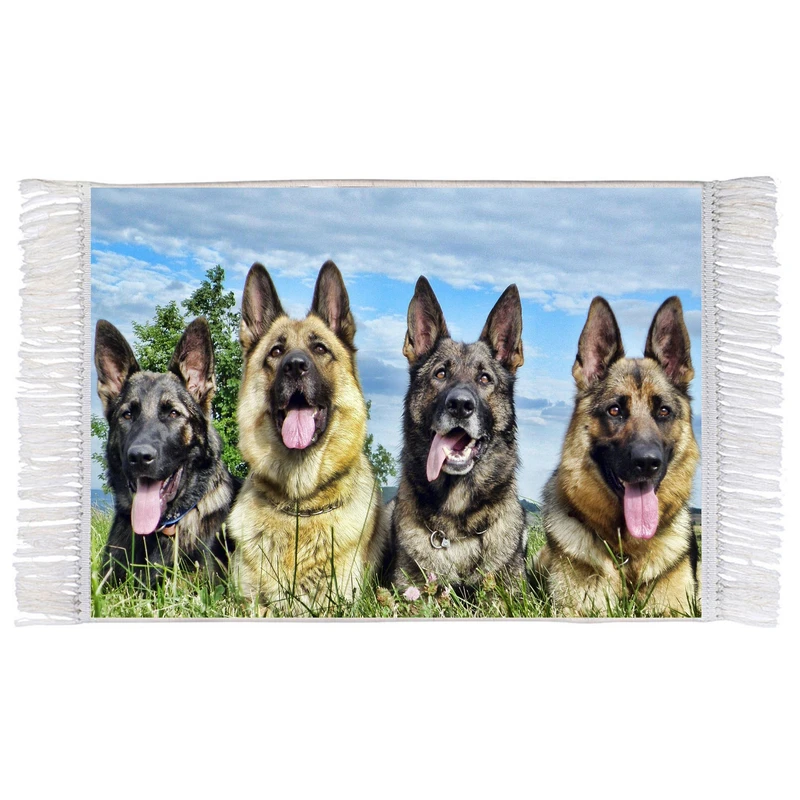 فرش ماشینی دیوارکوب اطلس آبی طرح سگ مدل T1583