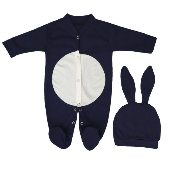 ست سرهمی و کلاه نوزاد طرح خرگوش مدل 101