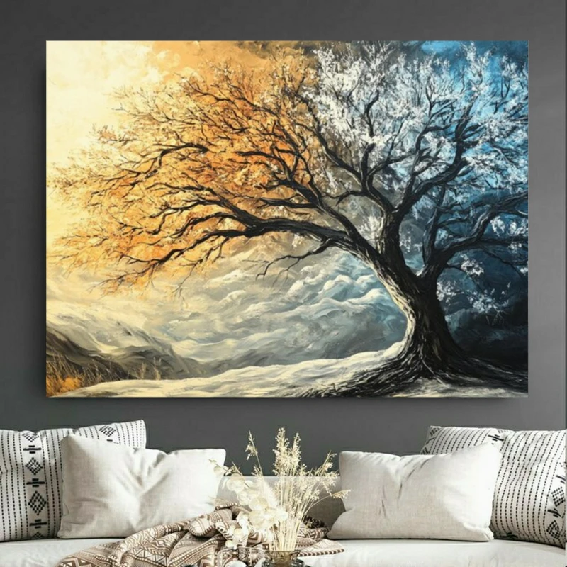 پوستر طرح درخت مدل برفی و زمستانی کد BK24068