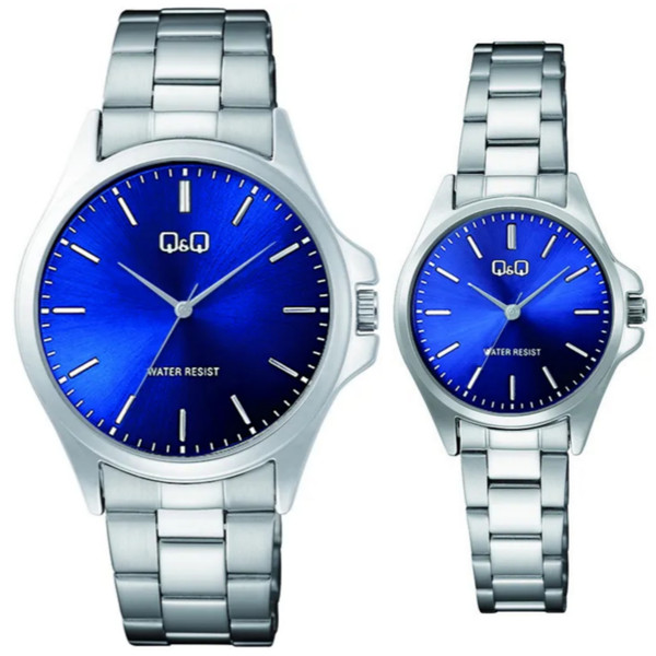 ست ساعت مچی عقربه‌ای کوارتز زنانه و مردانه کیو اند کیو مدل C37A-004PY C36A-004PY