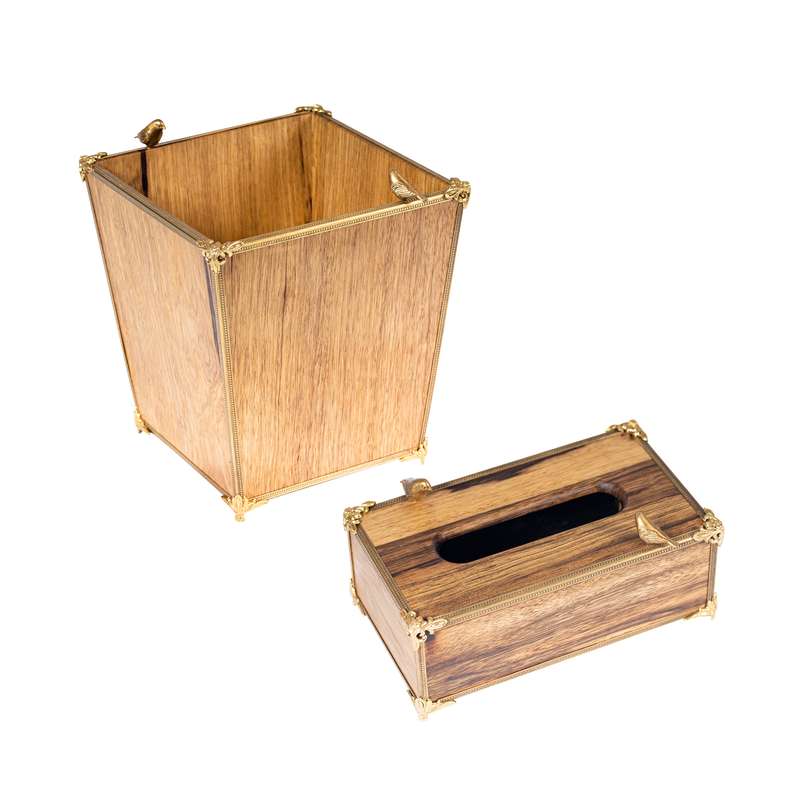 ست سطل و جای دستمال گلدکیش طرح گلدن برد مدل GK829601-02 ست سطل و جای دستمال گلدکیش طرح گلدن برد مدل GK829601-02