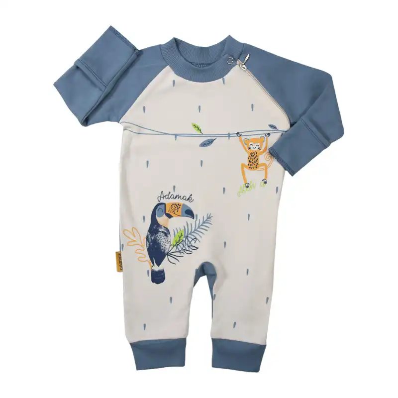 سرهمی نوزادی آدمک مدل مچدار دستکش دار طرح هاوایی  کد 48250